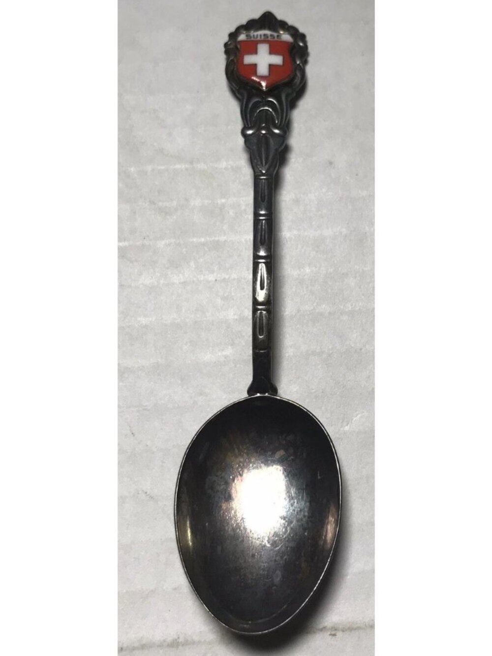 Vintage Swisse Enamel And Silver Plated Souvenir Spoon